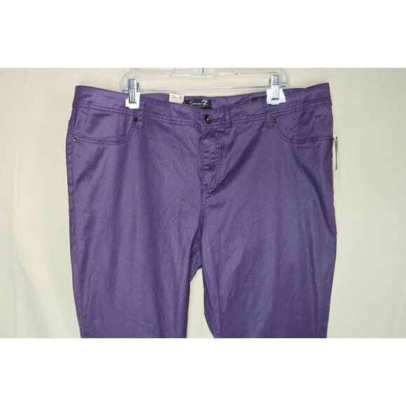 NWT Seven7 Luxe Coated Skinny Jeans Women's Size 24 Purple Shiny Waxed High Rise - Picture 2 of 11
